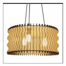 3 bulbs mdf wood pending   lamp. Wavy design very decorative and innovative.