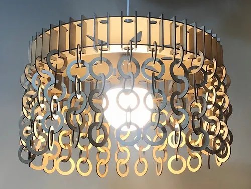 Ceiling pending lamp made with Mdf, with Mdf Wood rings . Exclusive  design