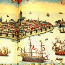Saint-Malo France Map 1586 Brittany English Channel Hand Colored NO DOT MATRIX