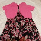 Studio 1 Black & Pink Flower Dress with Matching Pink Over Shirt