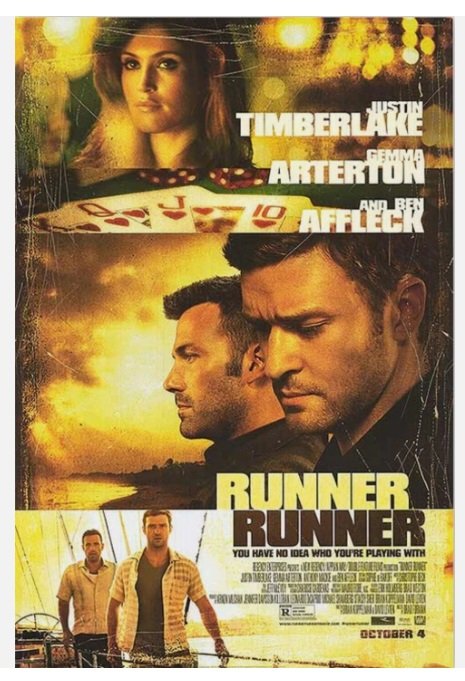 RUNNER RUNNER DOUBLE Sided Original Movie Poster 27&Atilde;�40 inches