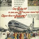 1950 ad Pan American Airlines       Clipper fares to Europe