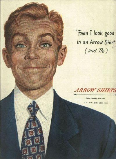 Arrow Shirts 1950 Ad Even I look good in an Arrow shirt Full Page