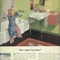 1950 Kohler ad plumbing fixtures  Cute girlsitting on tub with doll on shelf  Am I glad I live here