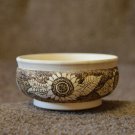 Handmade Gift Russian Souvenir Bowl Natural Wood Sunflowers Exclusive Pyrography