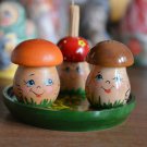 Mushroom glade. Table set of salt and pepper shakers and a case for toothpicks