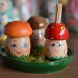Mushroom glade. Table set of salt and pepper shakers and a case for toothpicks