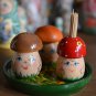 Mushroom glade. Table set of salt and pepper shakers and a case for toothpicks