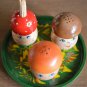Mushroom glade. Table set of salt and pepper shakers and a case for toothpicks