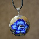 Pendant Medallion Mother of Pearl Gift Handmade Hand-painted with oil paints