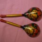 Russian Souvenir Gift Handmade Set of 2 wooden spoons Hand Painted Khokhloma