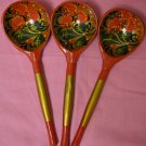 Russian Souvenir Handmade Set of 3 wooden spoons Hand Painted Khokhloma