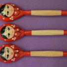 Russian Souvenir Gift Handmade Set of 3 wooden spoons Hand Painted Matryoshka