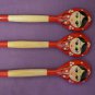 Russian Souvenir Gift Handmade Set of 3 wooden spoons Hand Painted Matryoshka