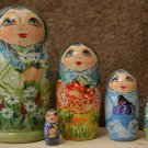 Gift Souvenir Matryoshka 5 in 1 Exclusive Russian National Art Seasons Handmade