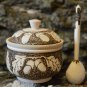 Handmade Russian Souvenir Gift Sugar Bowl Pyrography Exclusive Made in Russia