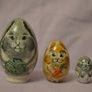Handmade Gift Souvenir Matryoshka 3 in 1 Exclusive Russian National Art Rabbits
