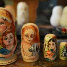 Handmade Gift Souvenir Author's Russian Matryoshka 5 in 1 Pyrography
