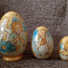 Handmade Souvenir Gift Egg "Angels" Exclusive Eco-friendly Materials Pyrography