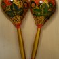 Russian Souvenir Top Gift Handmade Set of 2 wooden spoons Hand Painted Khokhloma