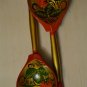 Russian Souvenir Top Gift Handmade Set of 2 wooden spoons Hand Painted Khokhloma