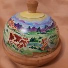 Butter dish made of natural wood Author's hand-painted Exclusive Made in Russia