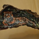 Tiger orange Author's drawing on a piece of wood Russian folk art Exclusive gift
