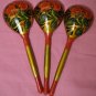 Traditional russian souvenir Three carved wooden spoons Hand Painted Khokhloma