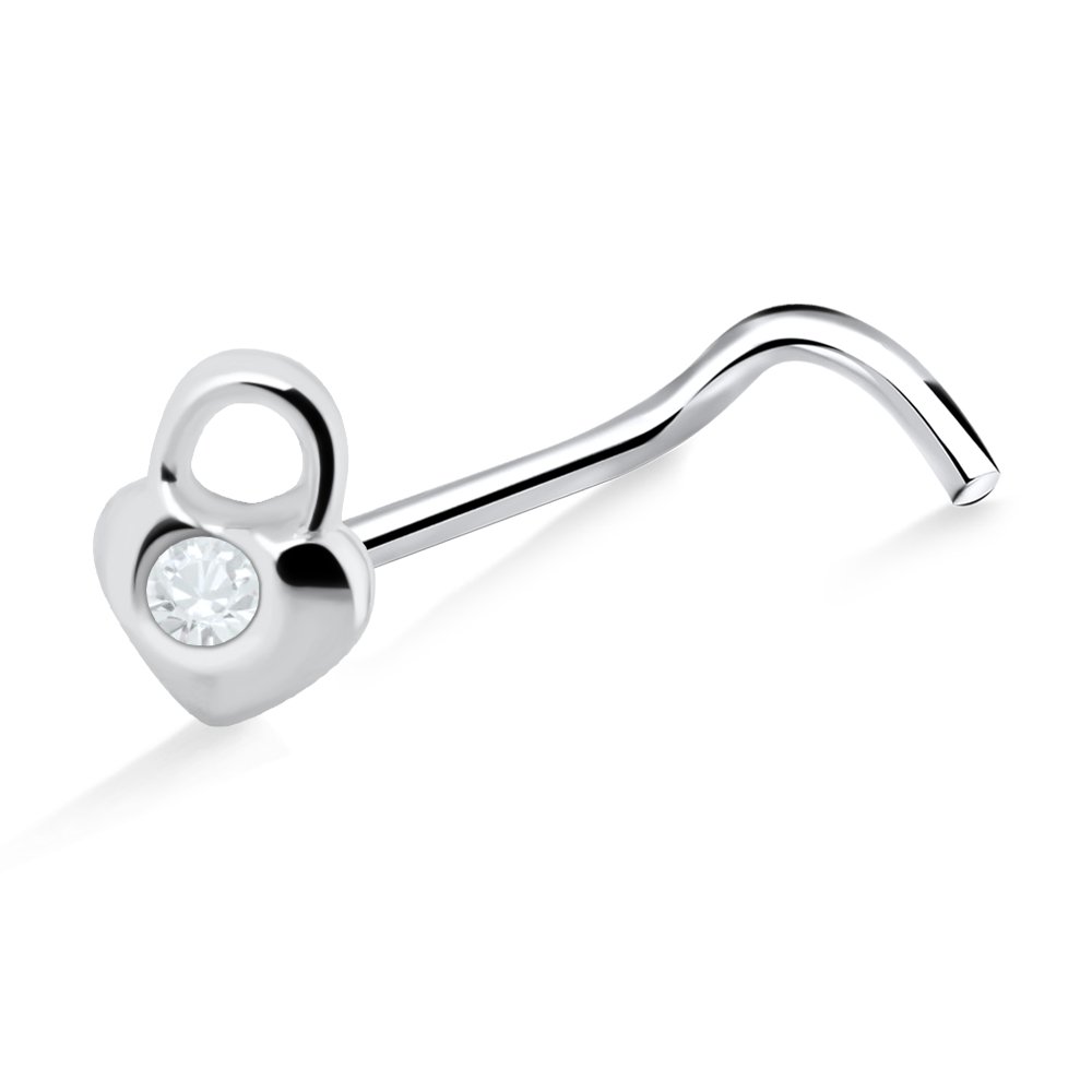Padlock 925 Sterling Silver Rhinestone Nose Stud Screw
