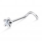 Clear Crystal Prong Set 925 Sterling Silver Polished Nose Stud Screw