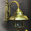 Antique Goose Neck Passageway Wall Light Of Brass With Shade