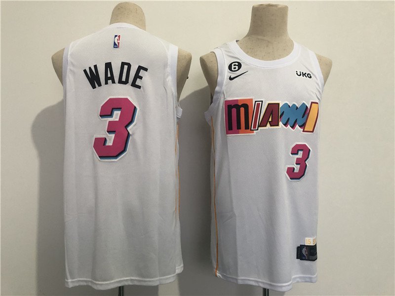 CRYPZMD Updated Version Basketball Jerseys- # 3 Miami Heat Dwyane Wade City  Edition Basketball Jersey Sleeveless Sports Shorts Set High Quality, White,  6XL : : Fashion