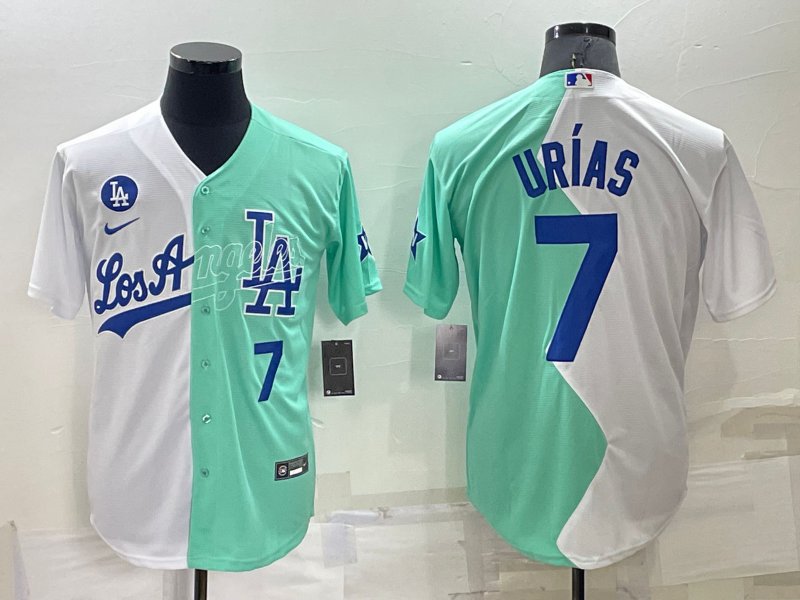 Los Angeles Dodgers Julio Urias #7 blue city connect jersey stitched