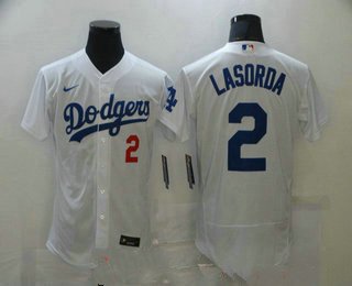 Los Angeles Dodgers Mens Jersey Majestic #2 Tommy Lasorda Replica Jersey  White