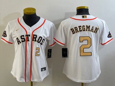 2023 Custom Gold Collection Jose Altuve Jersey Alex Bregman Navy