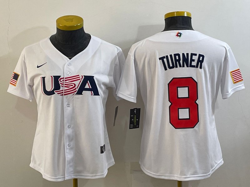 Trea Turner 8 USA Baseball 2023 World Baseball Classic Jersey – White