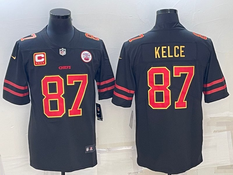 Travis Kelce #87 Kansas City Chiefs Vapor Black Stitched Jersey /w Patch