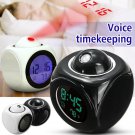 Multi-function Wall Ceiling Projection Alarm Clock Talking Report Thermometer LCD Temperature