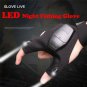 Night Light Waterproof Fishing Gloves with LED Flashlight Tool Outdoor Gear Cycling Fingerless Glove