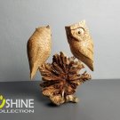 Cute Couple Owl Sculpture,Handmade Owl Figurine, Wood Carving,Bird Ornament,Romantic Decor