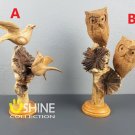 Couple Owls on a Flower,Couple Seagull,Wood Carving,Figurine,Bird Statue,Nature Decor,Gift