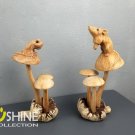Wooden Frog on Mushroom Sculpture,Handmade Statue,Frog Sculpture,Mouse Sculpture,Rustic Home Decor