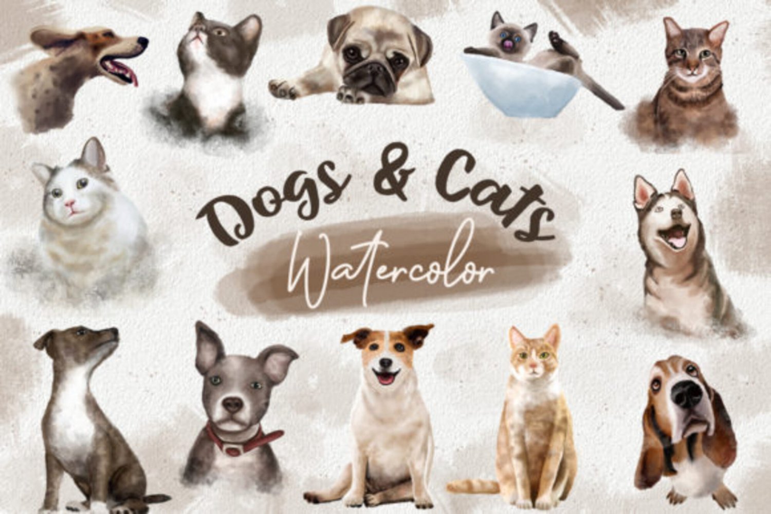 Dogs and Cats Watercolor Bundle