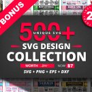 Mega Design Collection with 25 premium bundles, cumulating up to 500 unique SVGs