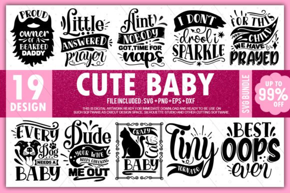 HUGE bundle Cute Baby Bundle Desing T-shirt in SVG EPS PNG and DXF files