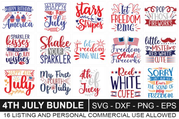 HUGE bundle Fourth of July Bundle Graphic Desing T-shirt in SVG EPS PNG and DXF files