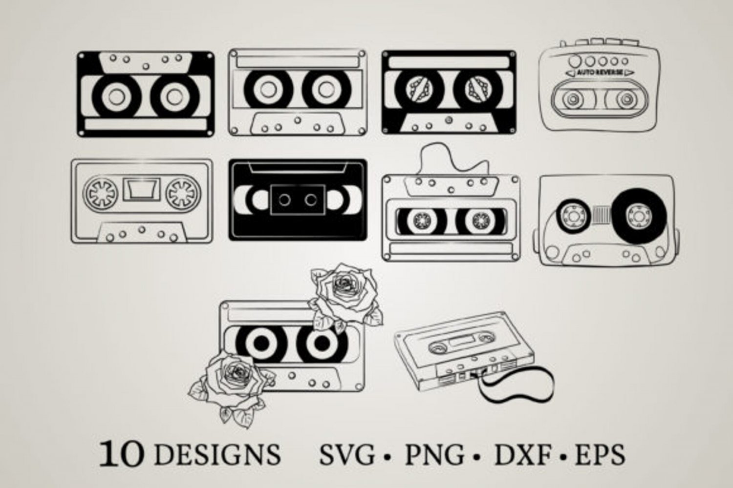 HUGE bundle Cassette-Bundle Graphic Desing T-shirt in SVG EPS PNG and DXF files