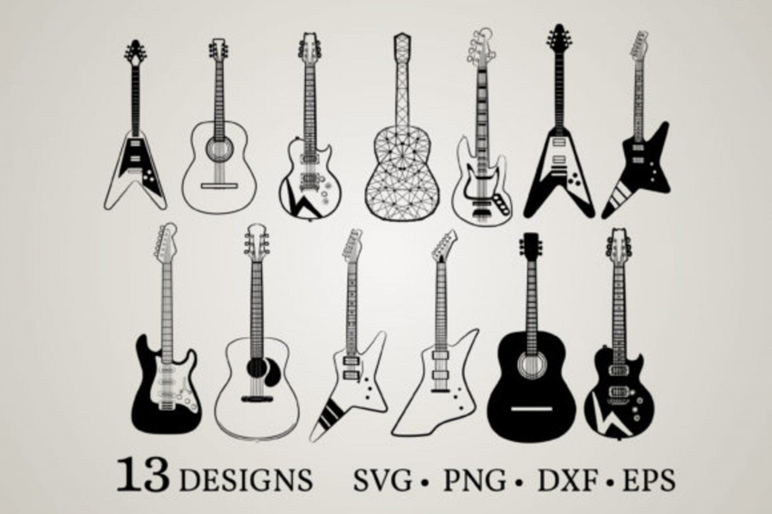 HUGE Bundle Guitar-Bundle-Guitar Graphic Desing T-shirt in SVG EPS PNG and DXF files