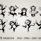 HUGE Bundle Monkey-Monkey-Clipart Graphic Desing T-shirt in SVG EPS PNG and DXF files