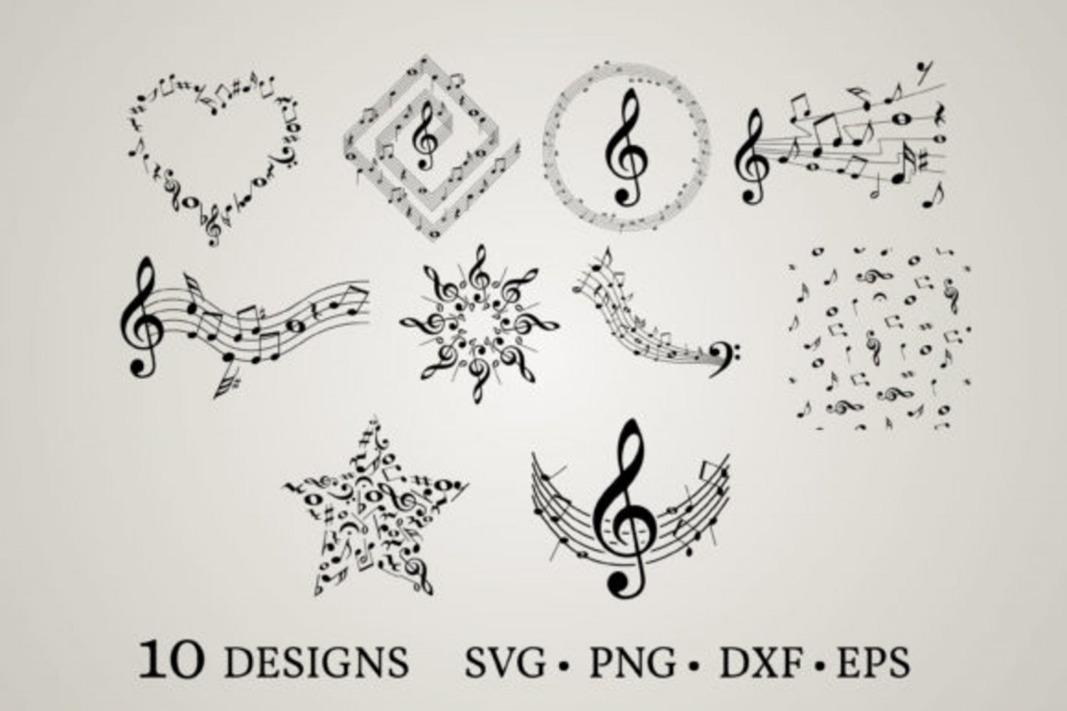 HUGE Bundle Music-Note Graphic Desing T-shirt in SVG EPS PNG and DXF files